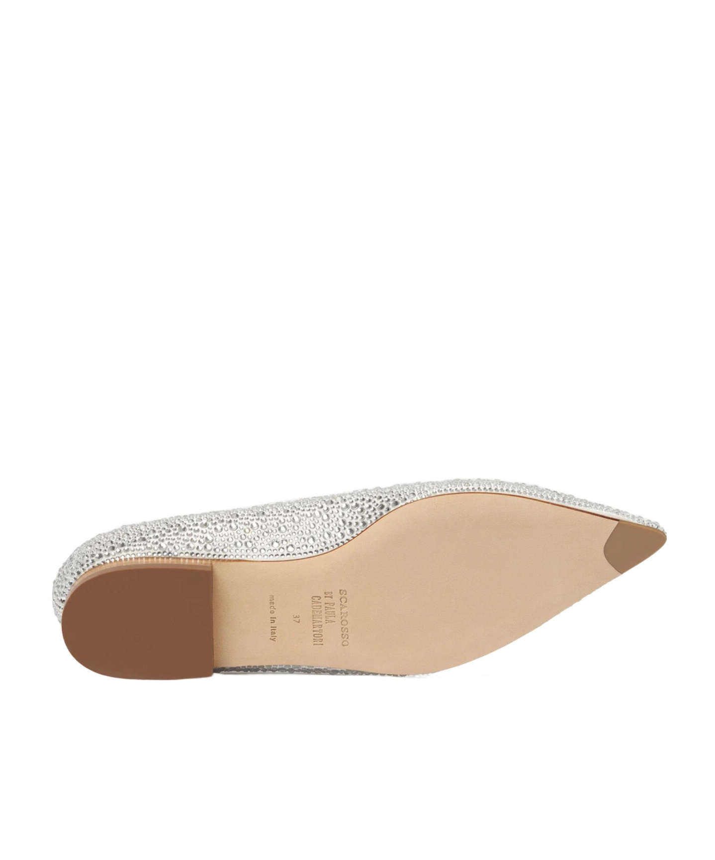 Scarosso Iris Embellished Satin Ballet Flats In Silver