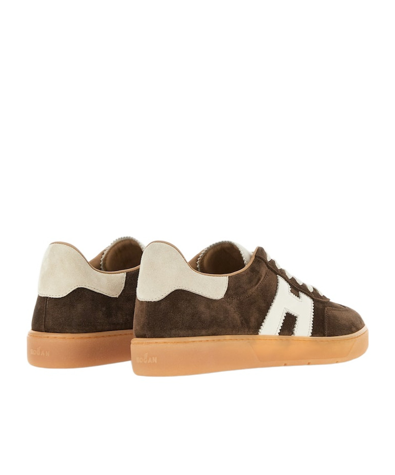 Hogan Stylish Sneakers With Contrast Panel And Suede Finish In Brown