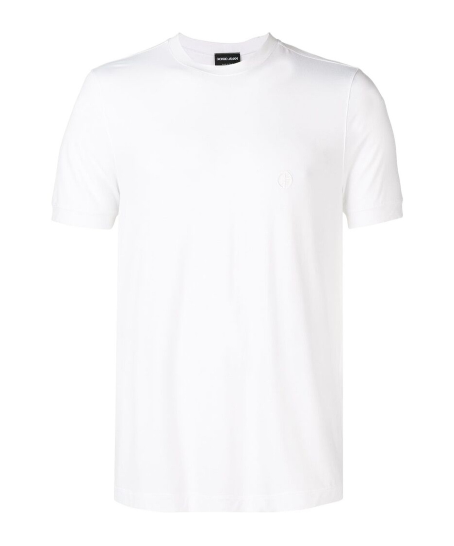 Giorgio Armani Men Stretch Viscose Jersey Crew Neck T-shirt In White
