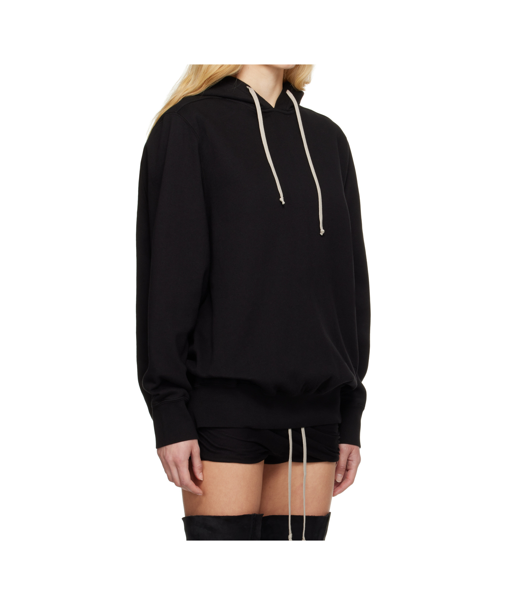 Rick Owens Drkshdw Black Hollywood Oversized Hoodie In Black