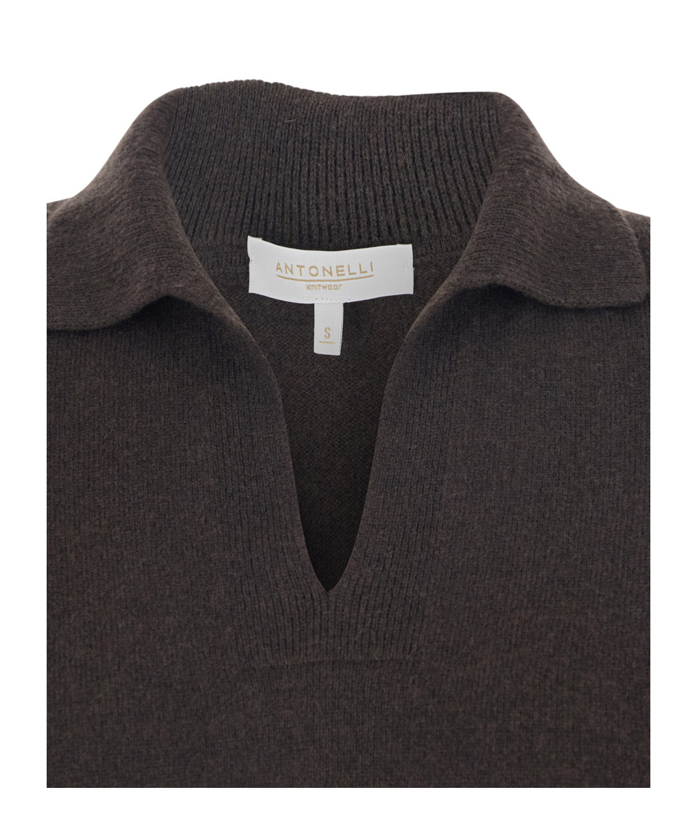 Antonelli V-neck Long-sleeve Knitted Sweater In Animal Print