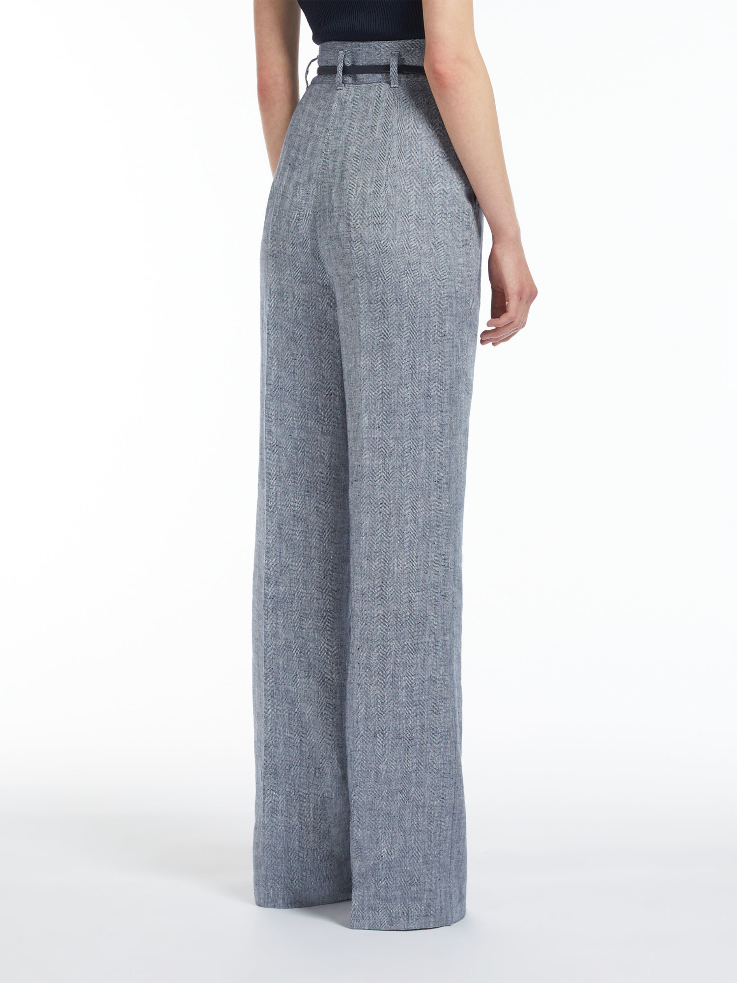Max Mara Herringbone High-waist Casual Pants In Gray