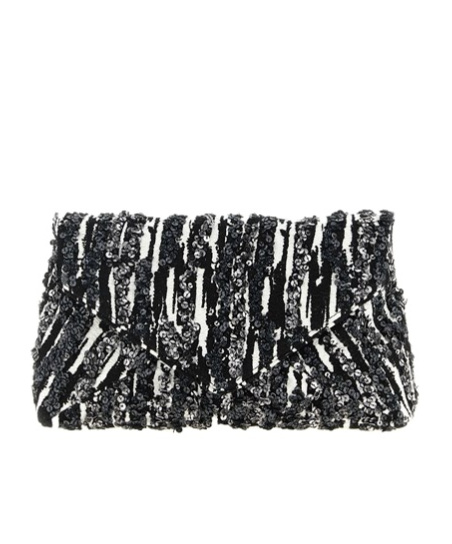 Dries Van Noten Pleated Jacquard Clutch In Black
