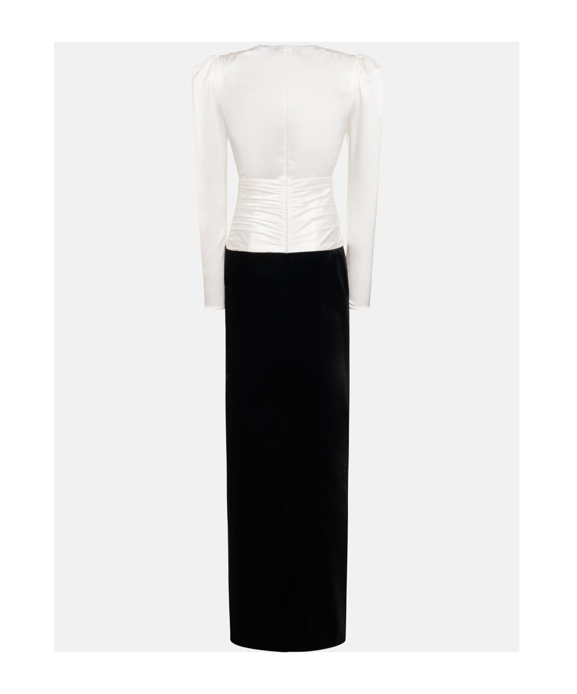 Shop Alessandra Rich Bow-detail Colourblock Gown In Black