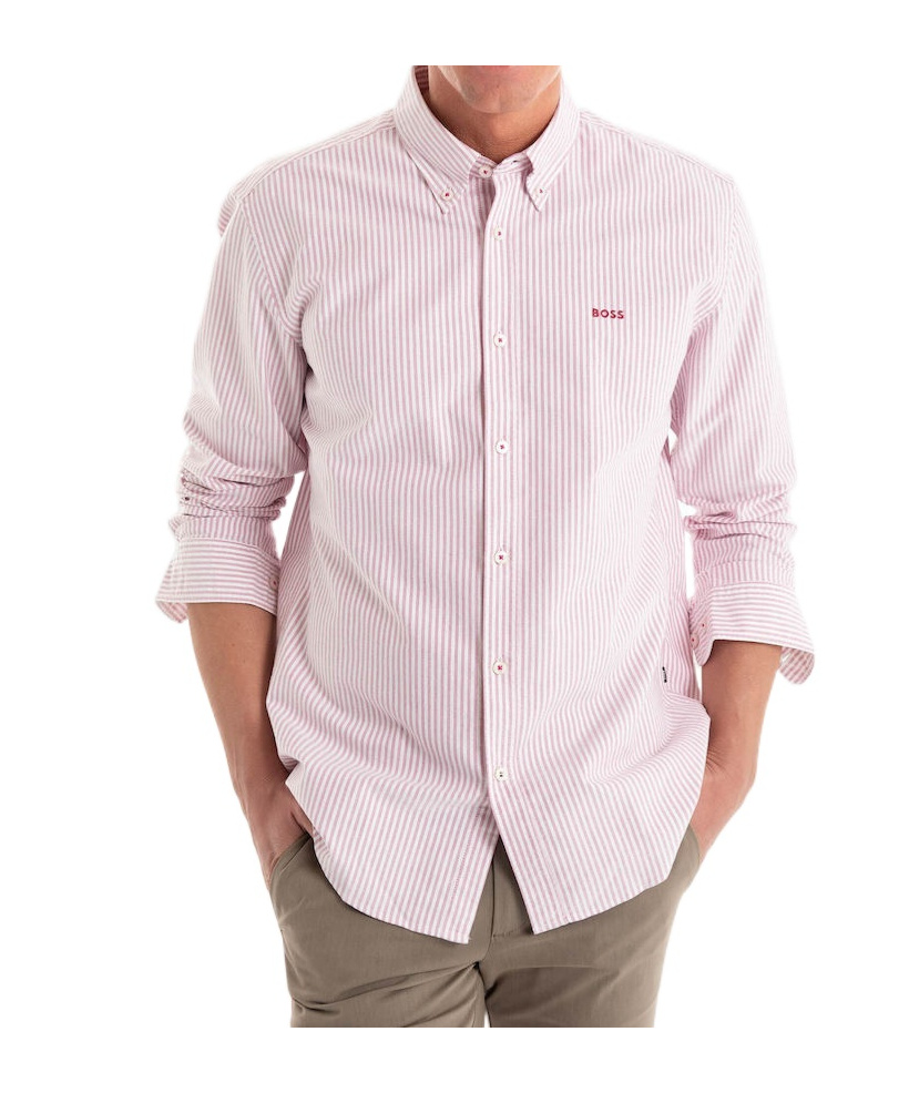 Hugo Boss Boss Roan Stripe Cotton Button-down Shirt In White