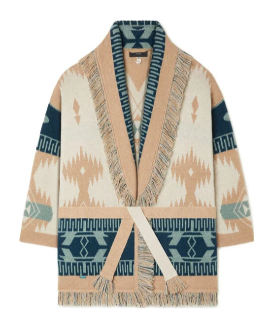 Alanui Icon Jacquard-cardigan Mit Fransen In Multi