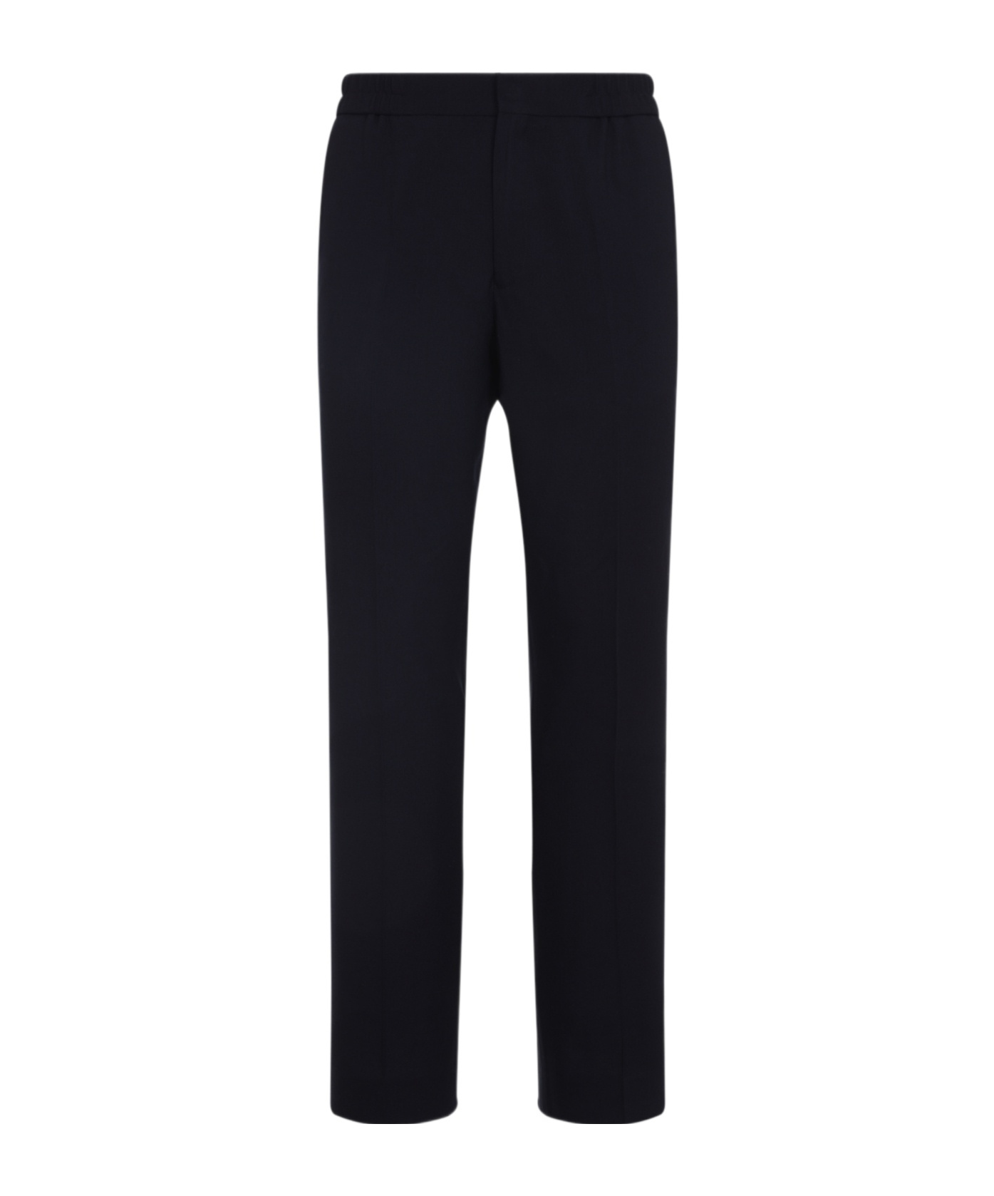 Paul Smith Tailored Blue Wool Trousers With Elastic Waistband In Black