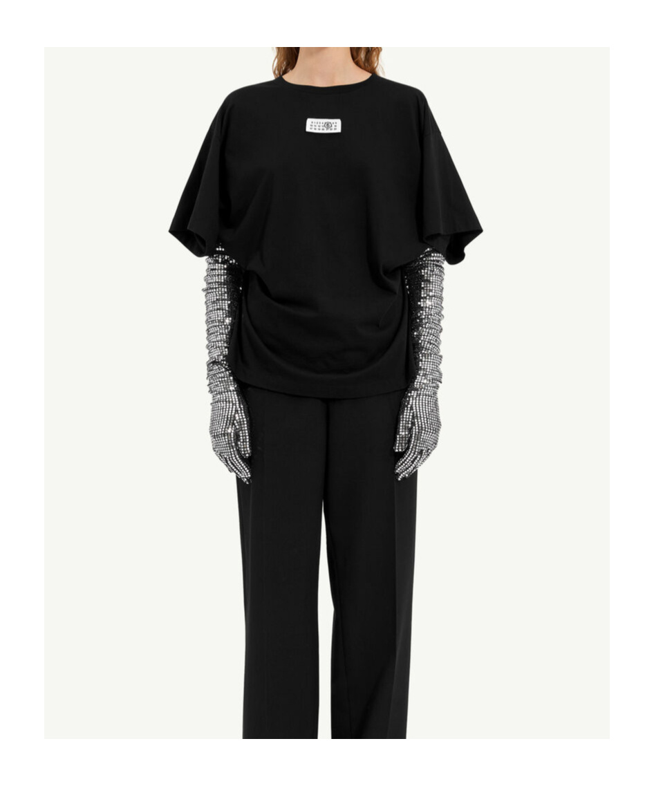 Mm6 Maison Margiela Roundneck Label T-shirt In Black
