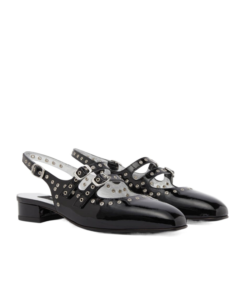 Shop Carel Paris Eyelets Open-heeled Mary Jane Shoes In Black