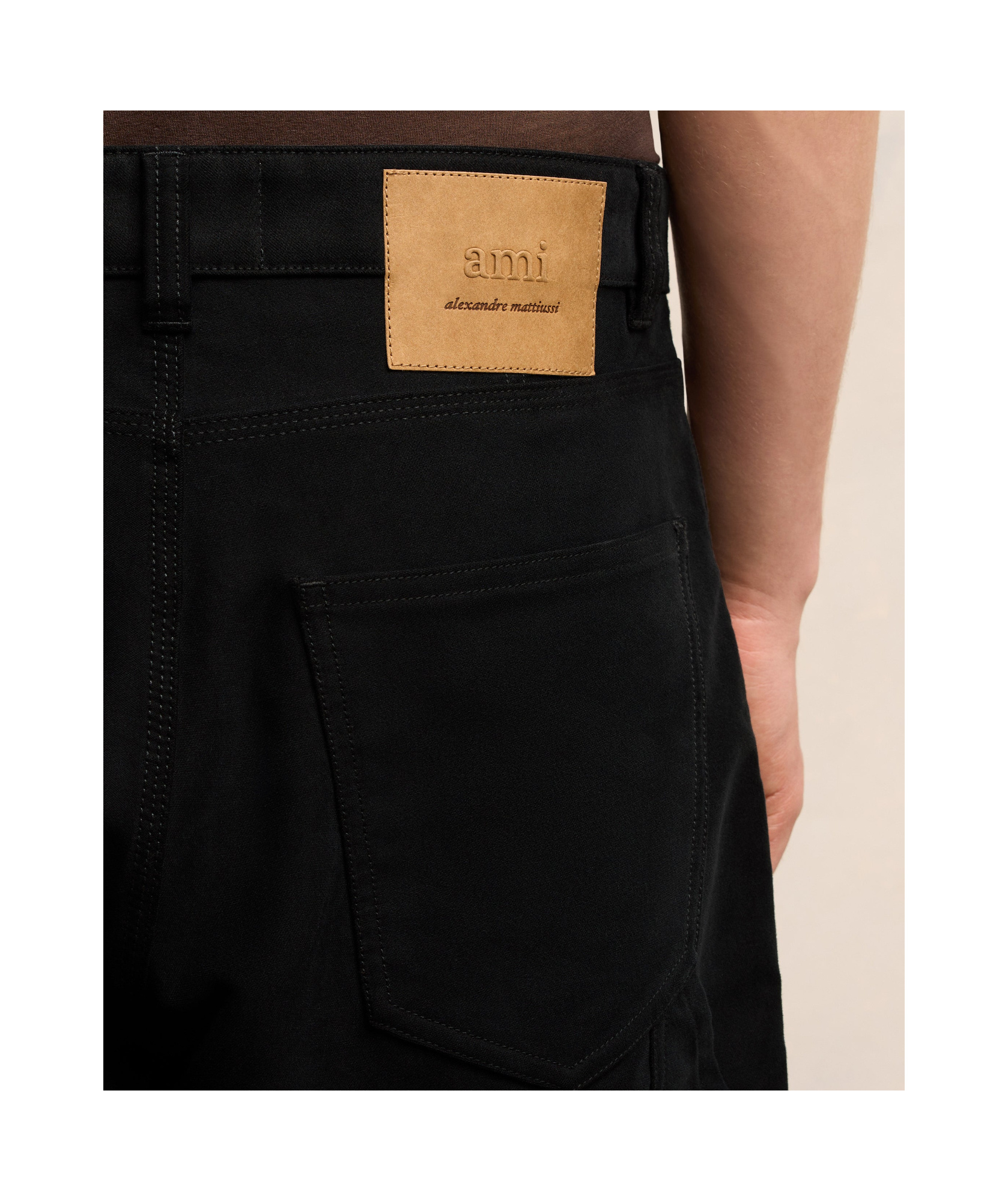 Shop Ami Alexandre Mattiussi Ami Logo-patch Worker Trousers In Black