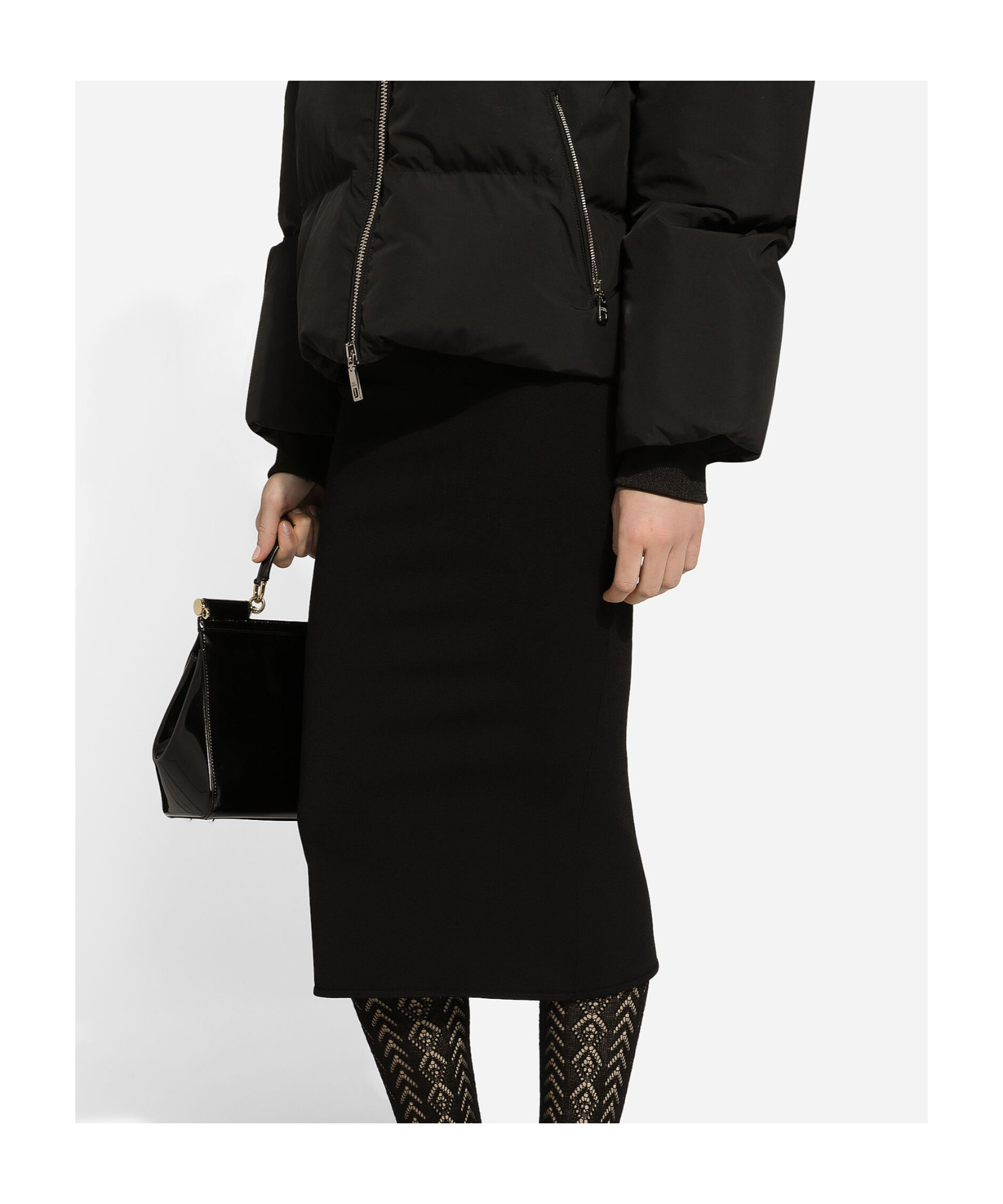 Dolce & Gabbana High-neck Zip-up Down Jacket In Black