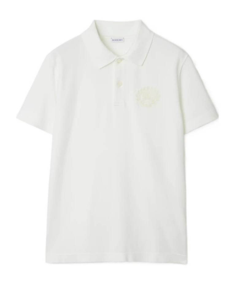 Burberry Chalk Pique Ekd Polo Shirt In White