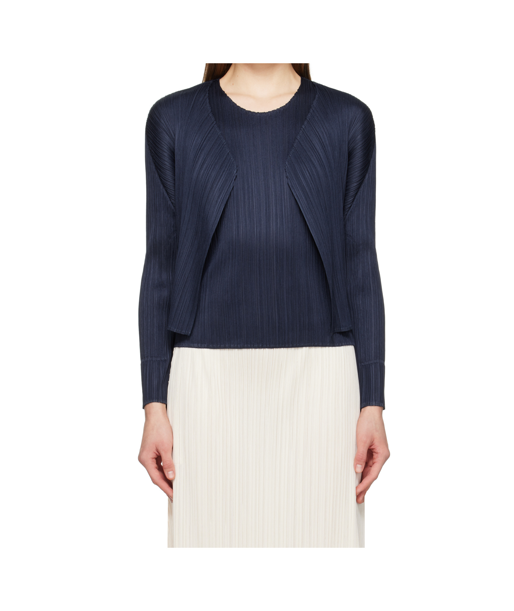Issey Miyake Long-sleeved Cardigan In Black