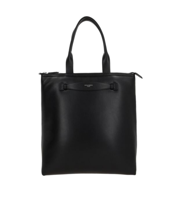 Dolce & Gabbana Logo Printed Zipped Tote Bag In Black