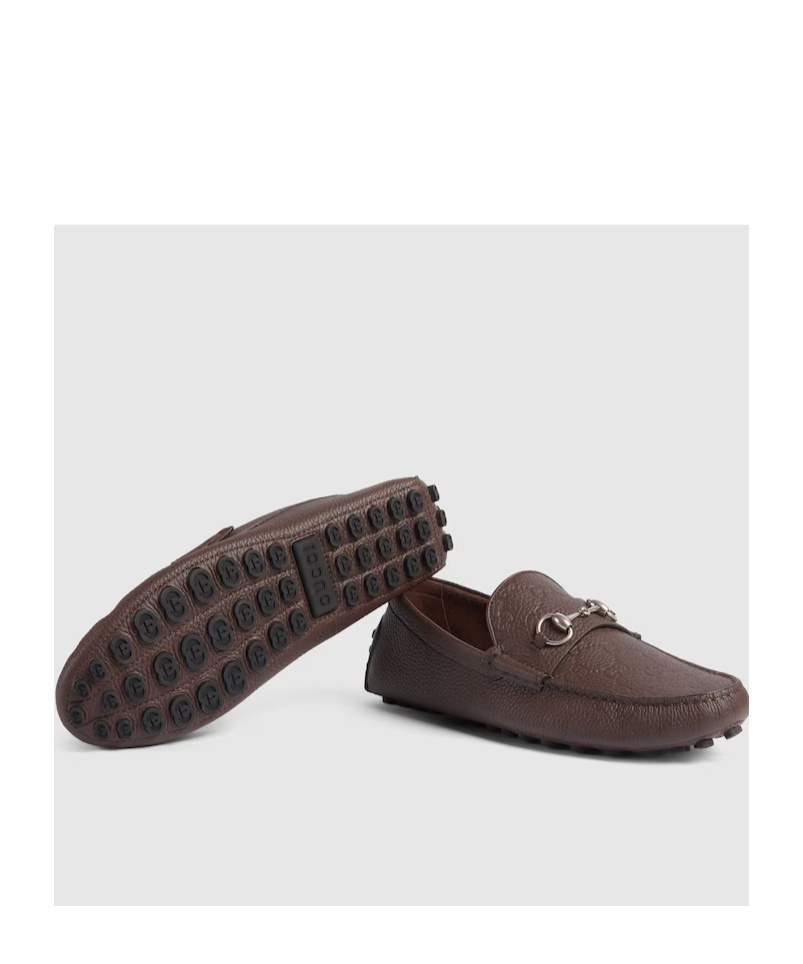 Gucci Dark Brown Leather Loafers In Black