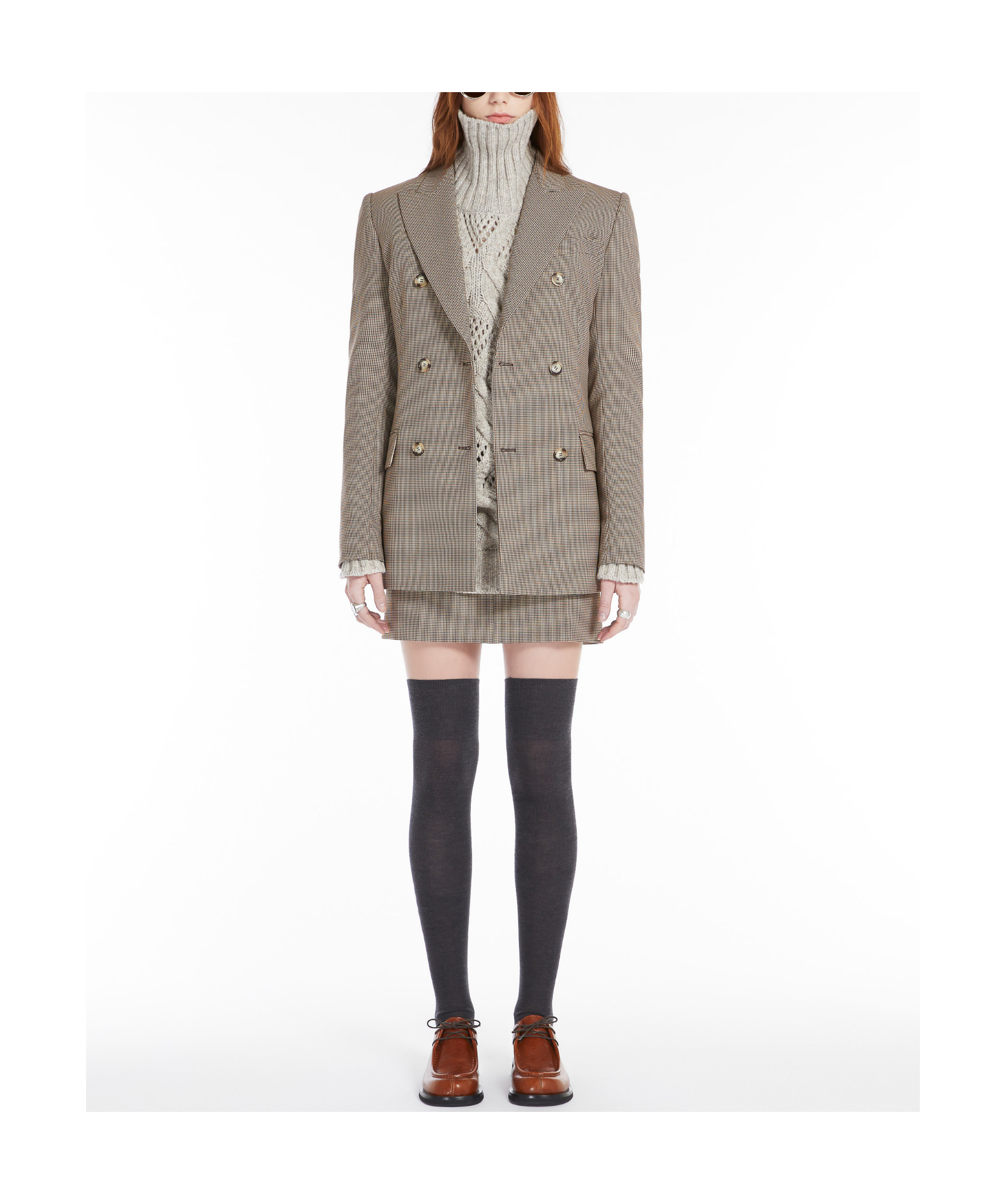 Sportmax Checked Mini Skirt In Gray