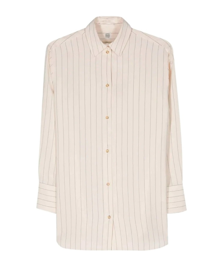 Totême Toteme Striped Cotton Shirt In Pink
