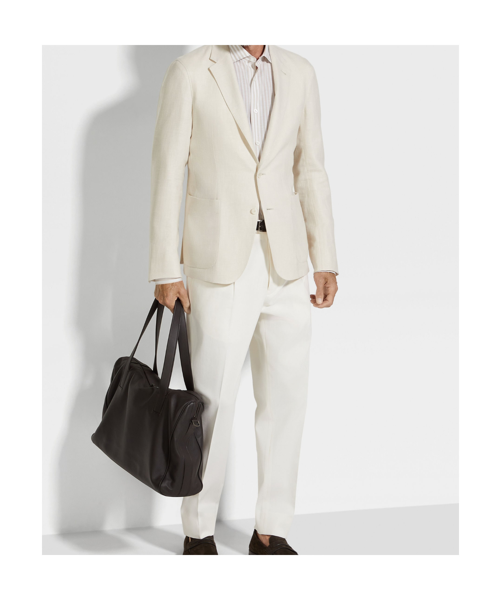 Zegna Veste Chemise En Oasi Lino Blanche In White