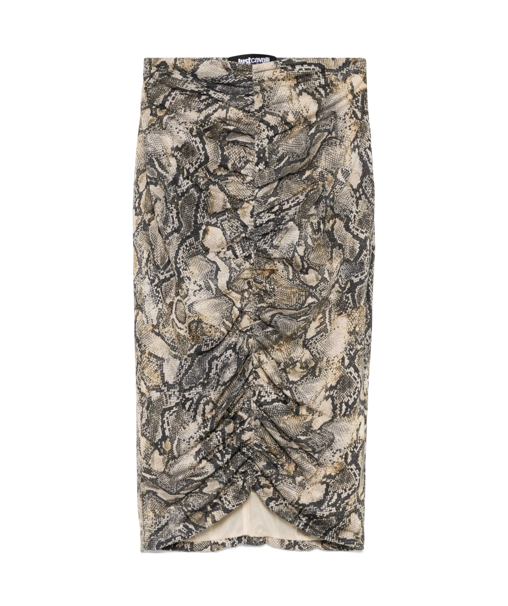 JUST CAVALLI PYTON-PRINT LUREX MIDI SKIRT