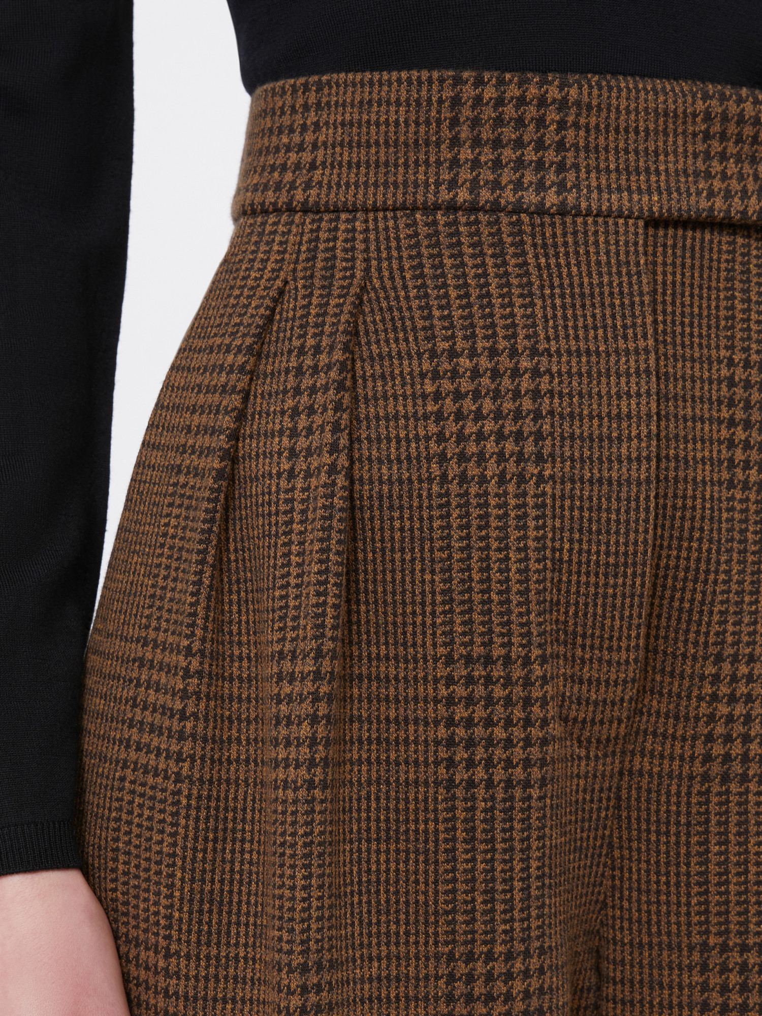 Max Mara Patterned Cotton And Wool Jersey Trousers In Brown