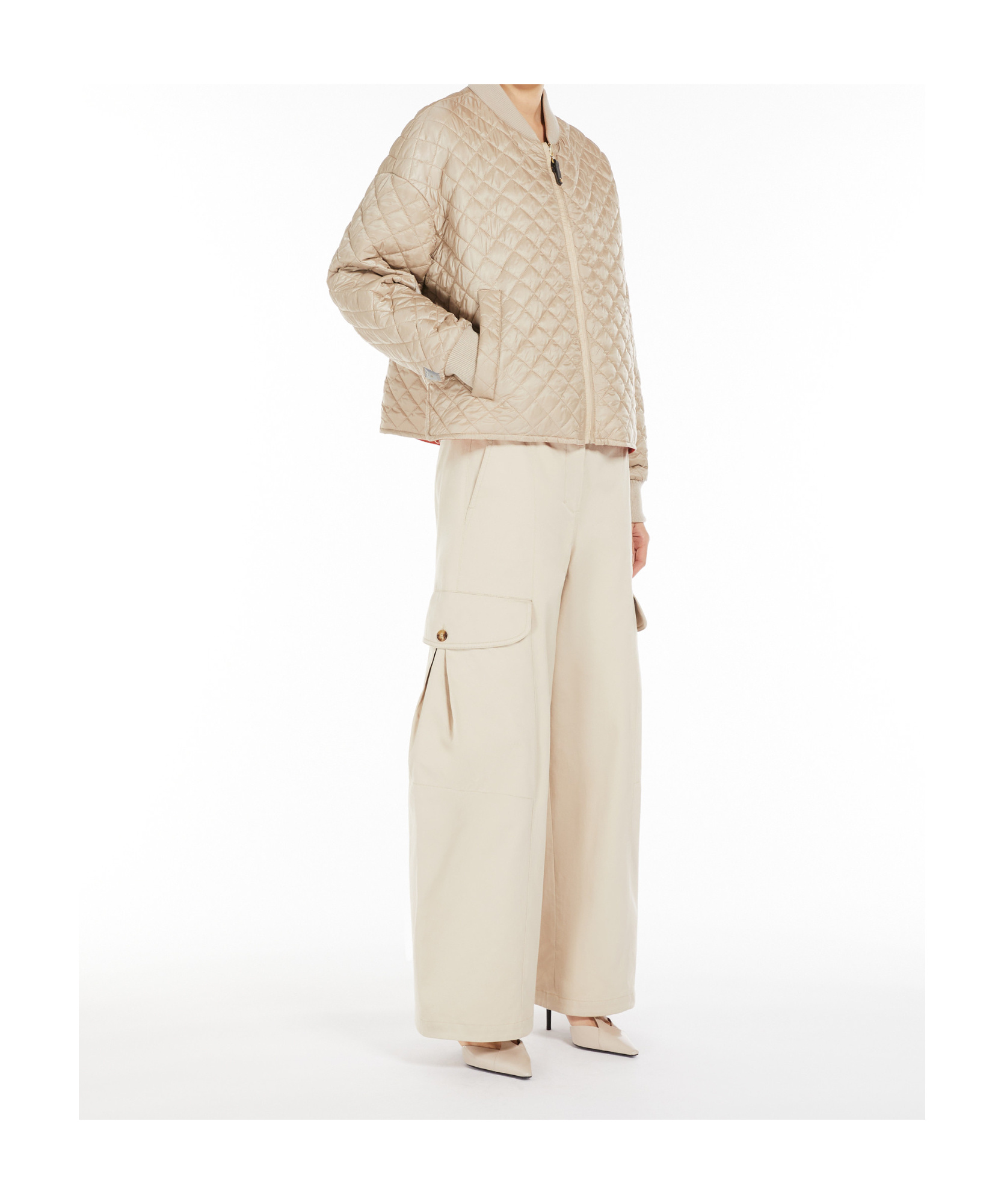 Max Mara Long-sleeved Double-sided Cotton Jacket In Nude