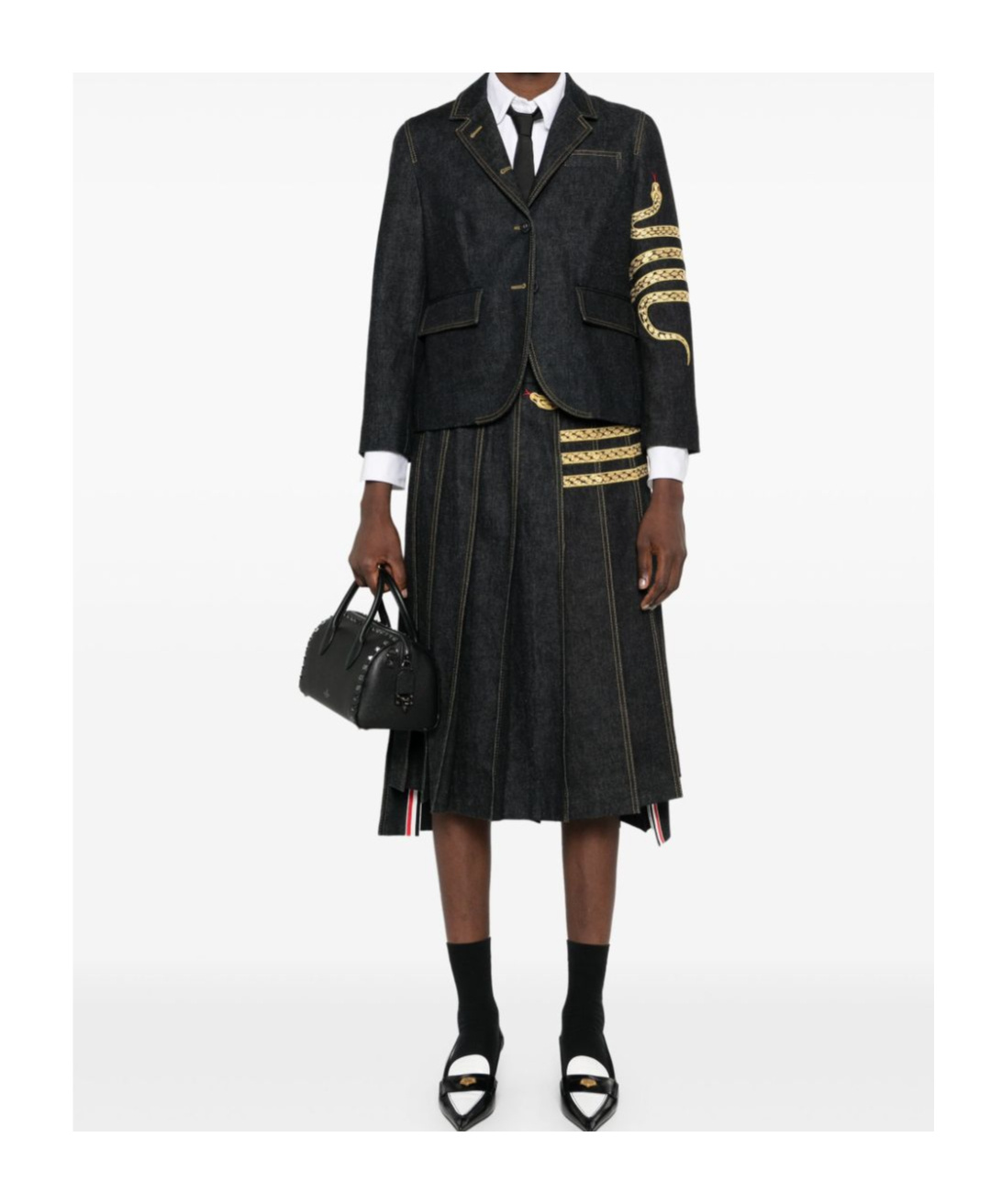 Thom Browne Jeansblazer Mit Schlangenmotiv In Black