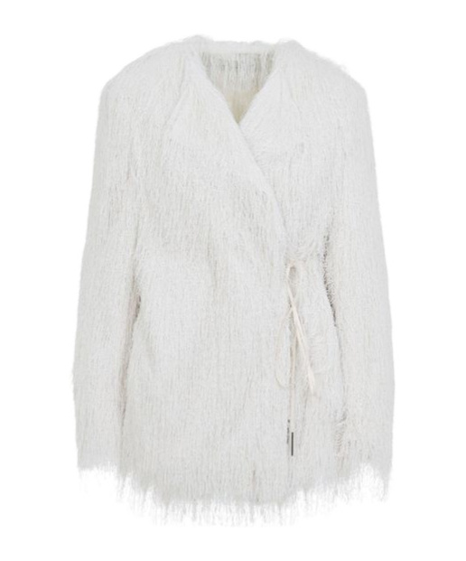 Dries Van Noten Short Coat With Tie And Notched Lapels In White