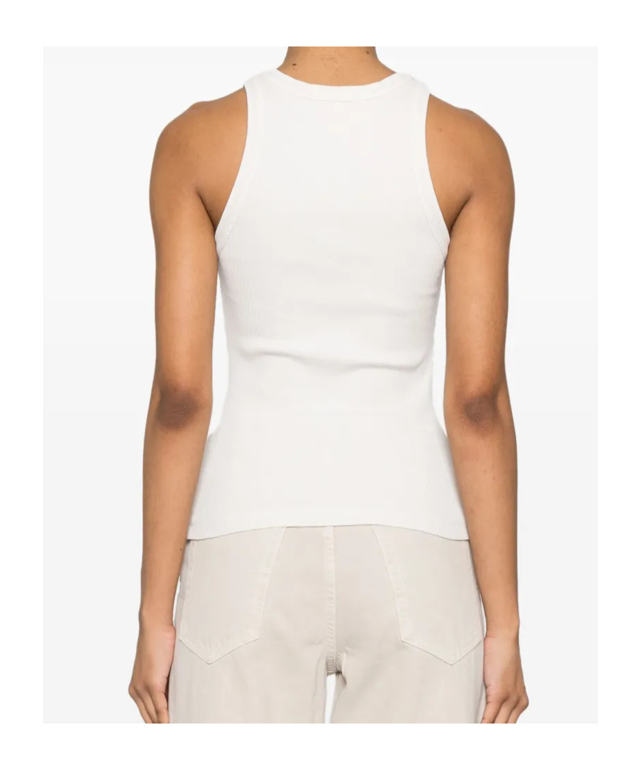 Agolde Rayne Ribbed-knit Tank Top In White