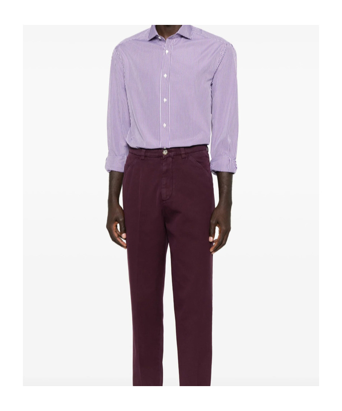 Brunello Cucinelli Gingham-check Shirt In Purple