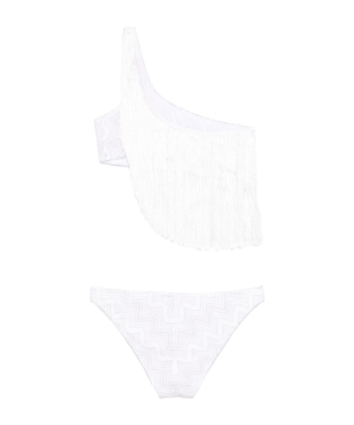 Missoni One-shoulder Fringed Bikini In White