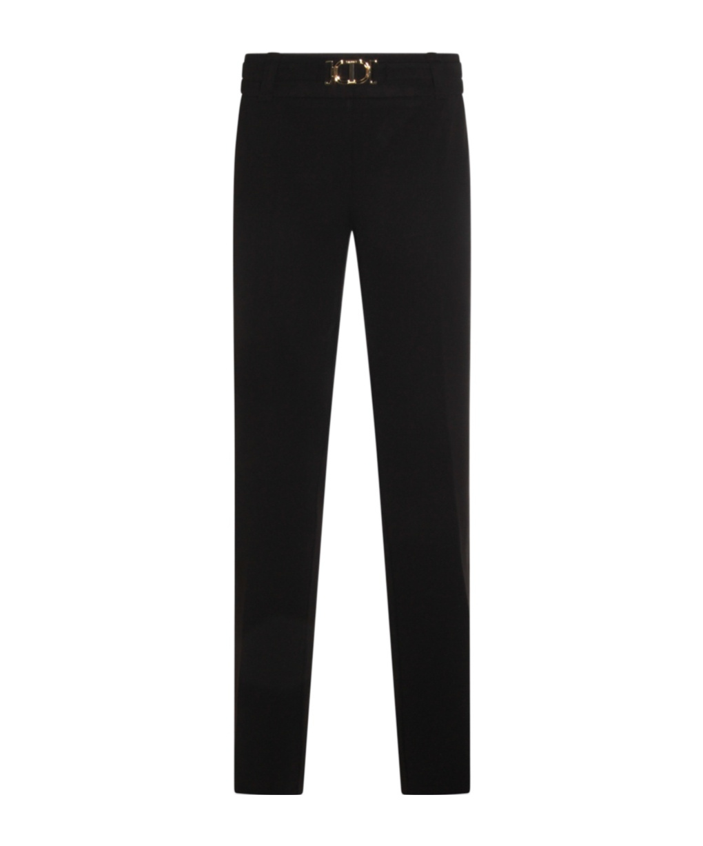 Twinset Oval T Buckle Flared Trousers In Black
