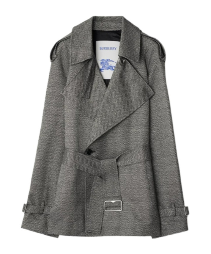 Burberry Chevron-jacquard Belted Coat In Black