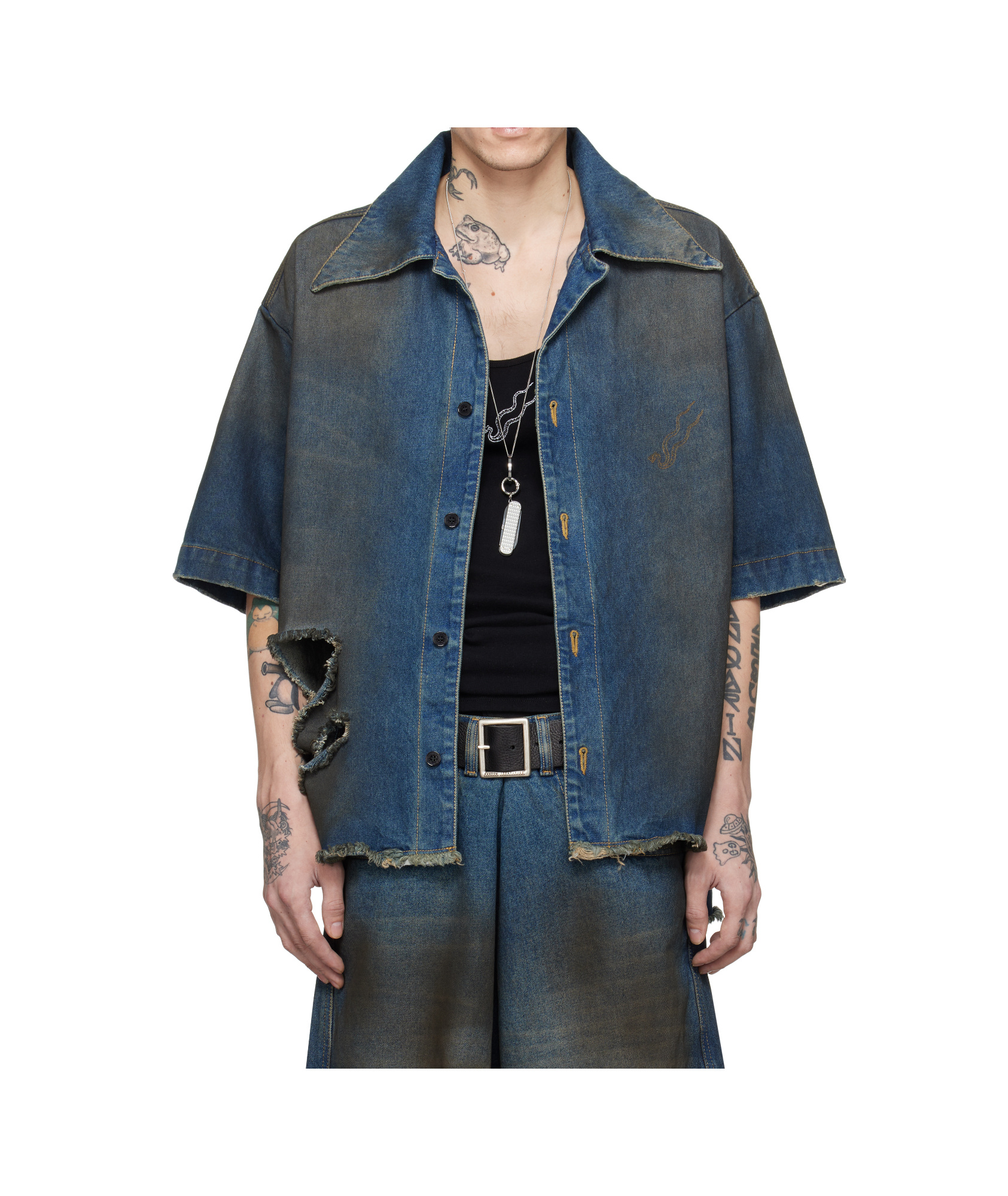 Lu'u Dan Blue Boxy Denim Shirt In Blue