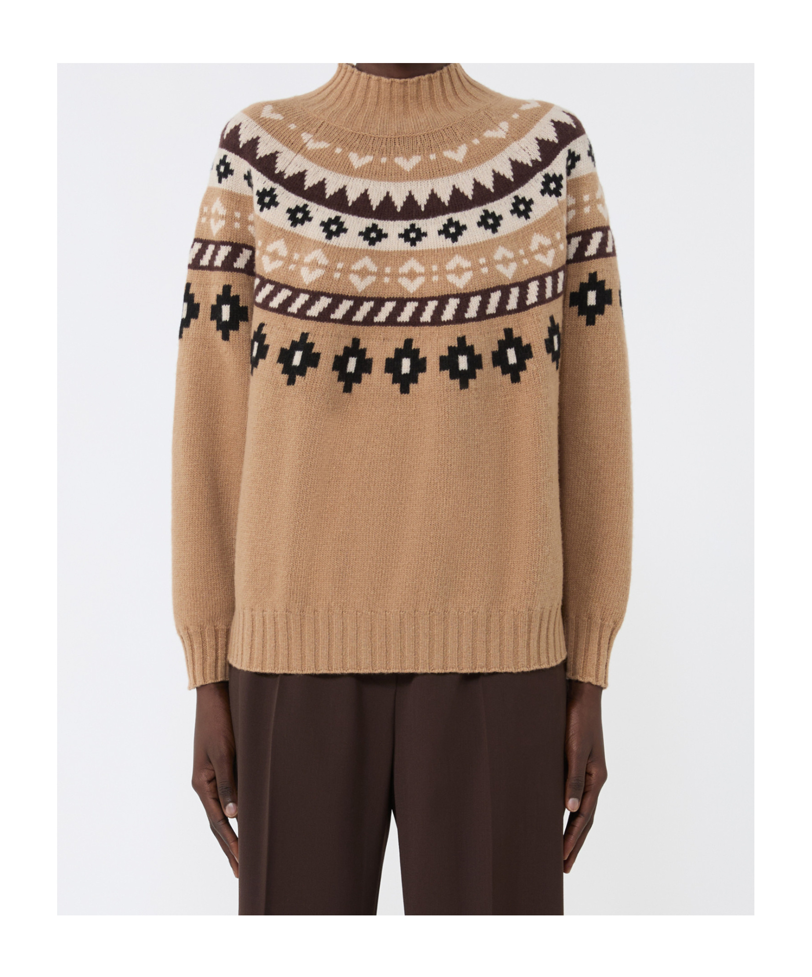 Weekend Max Mara Wool Jacquard Jumper In Brown