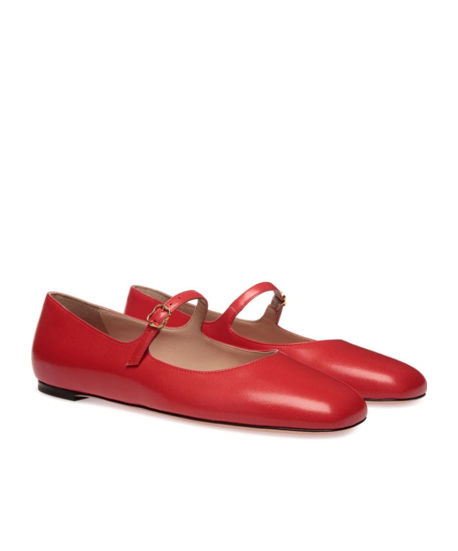 Bally Square-toed Ballet Shoes In Red