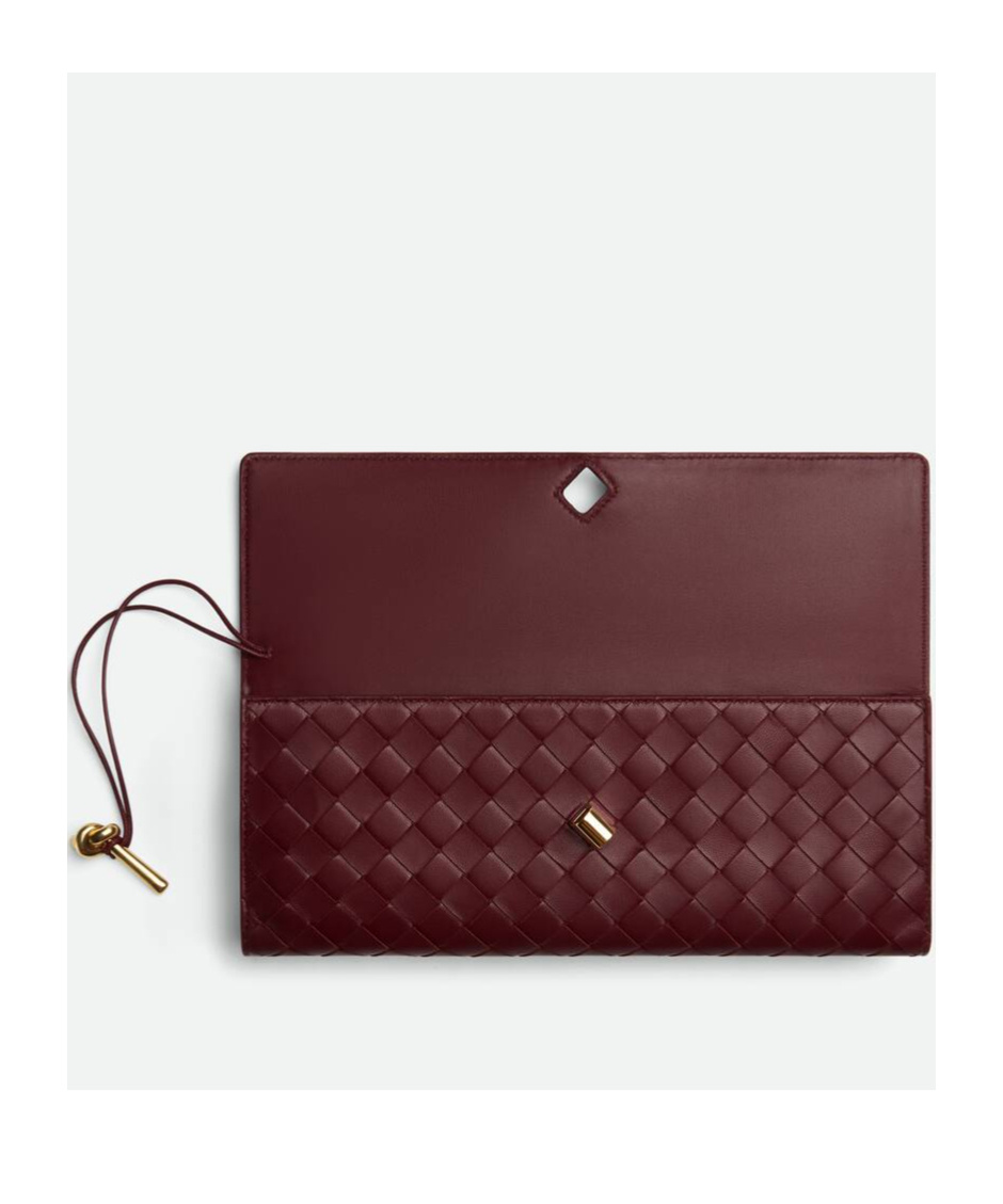 Bottega Veneta Long Andiamo Intrecciato Clutch Bag In Red