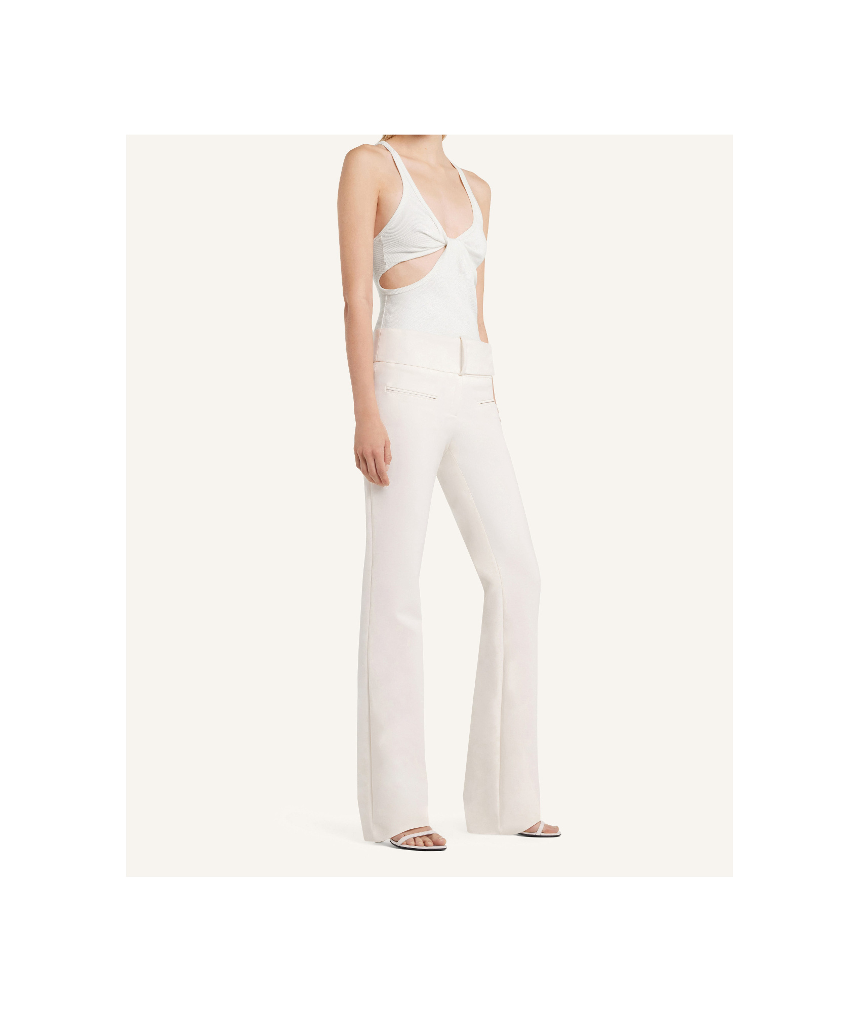 Courrèges Twist-detail Top With Deep V-neckline In White