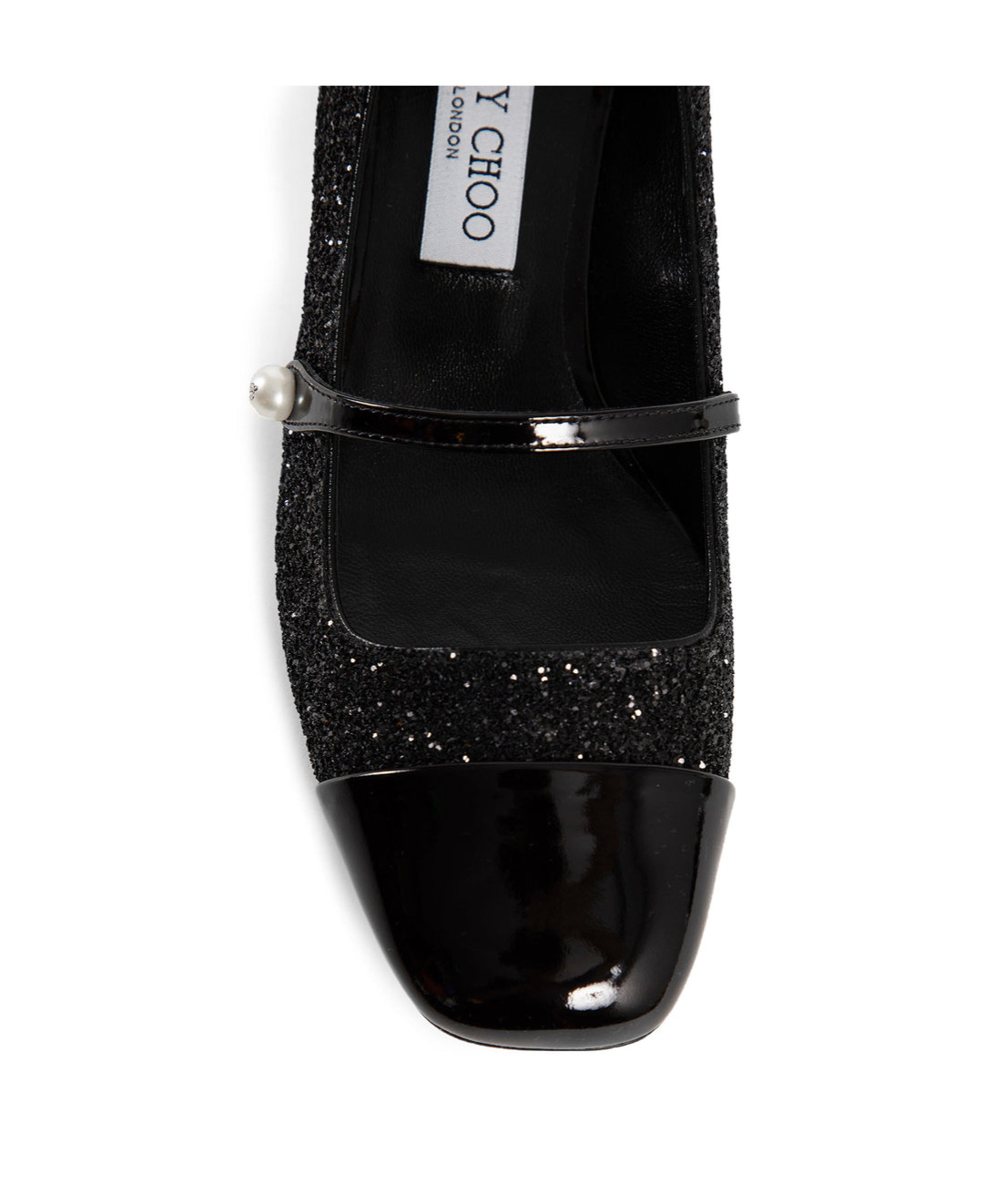 Jimmy Choo Glittered Leather Pearl Square Pumps In Black