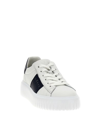 Hogan Panelled Design Calf Leather Sneakers With Chunky Sole In White