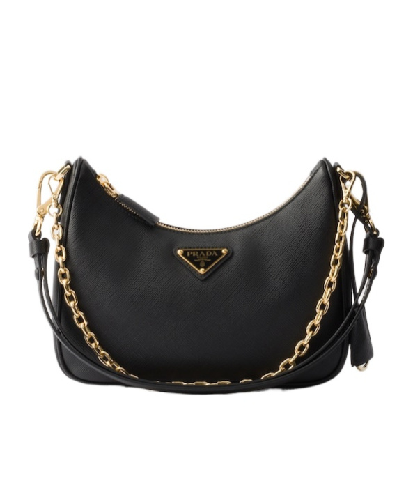 Prada Re-edition Leather Shoulder Backpack In Black