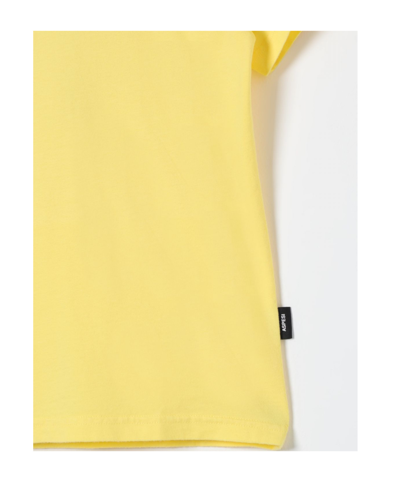 Aspesi Open-necked Black Shirt In Yellow