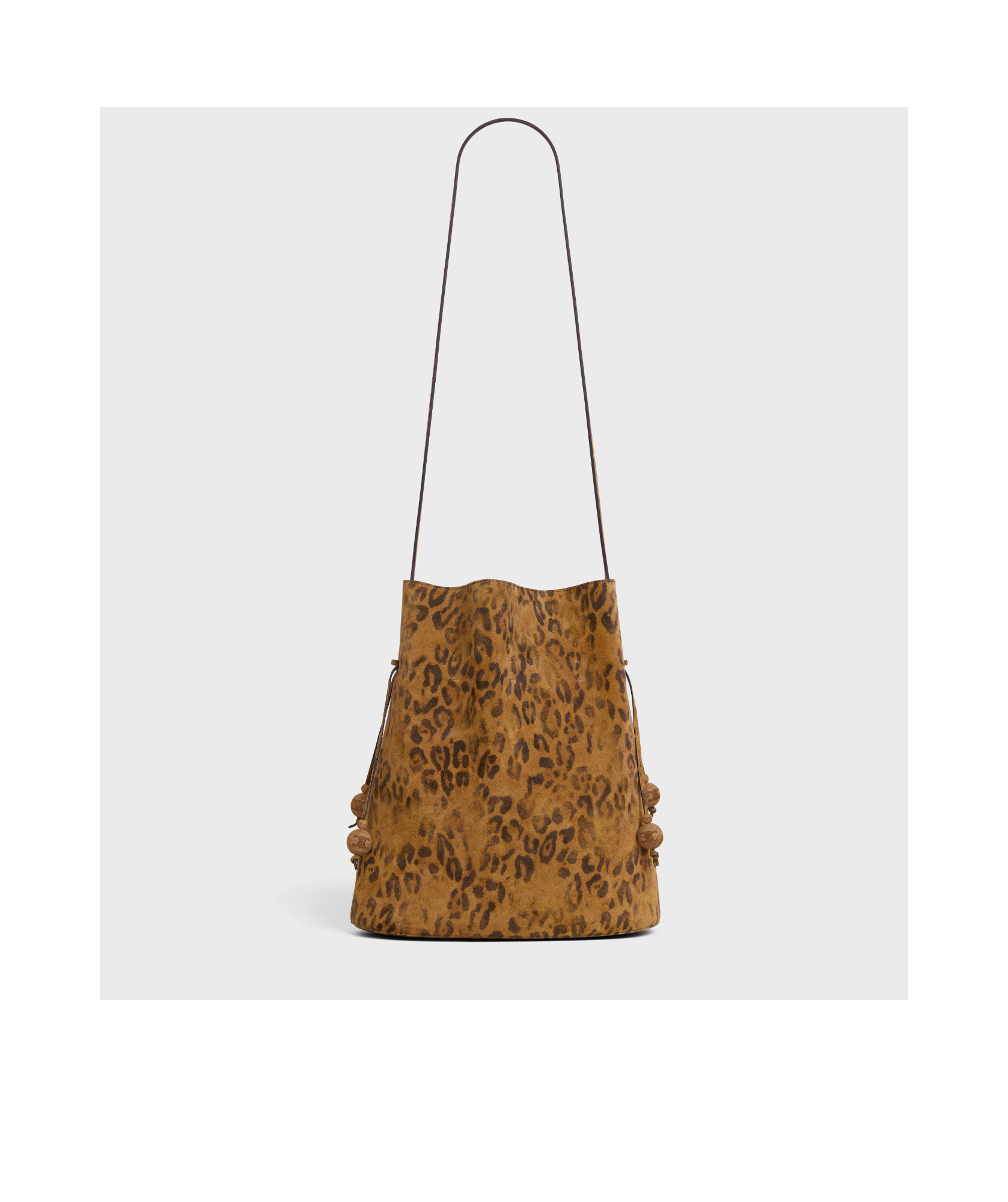 Celine Medium Bucket In Suede Calfskin Leopard Print In Leopard