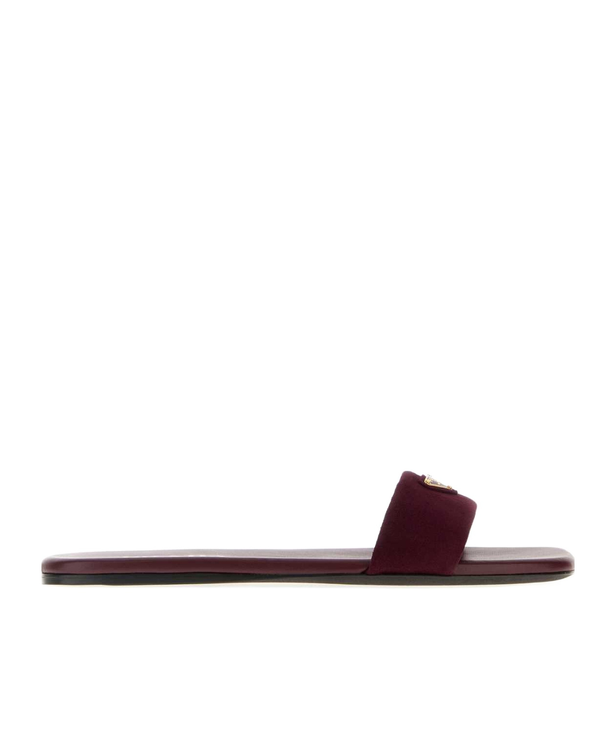 Prada Square-toed Slippers In Burgundy