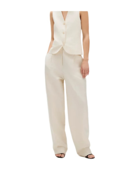 Shop Calvin Klein Relaxed Linen Pleated Trousers
