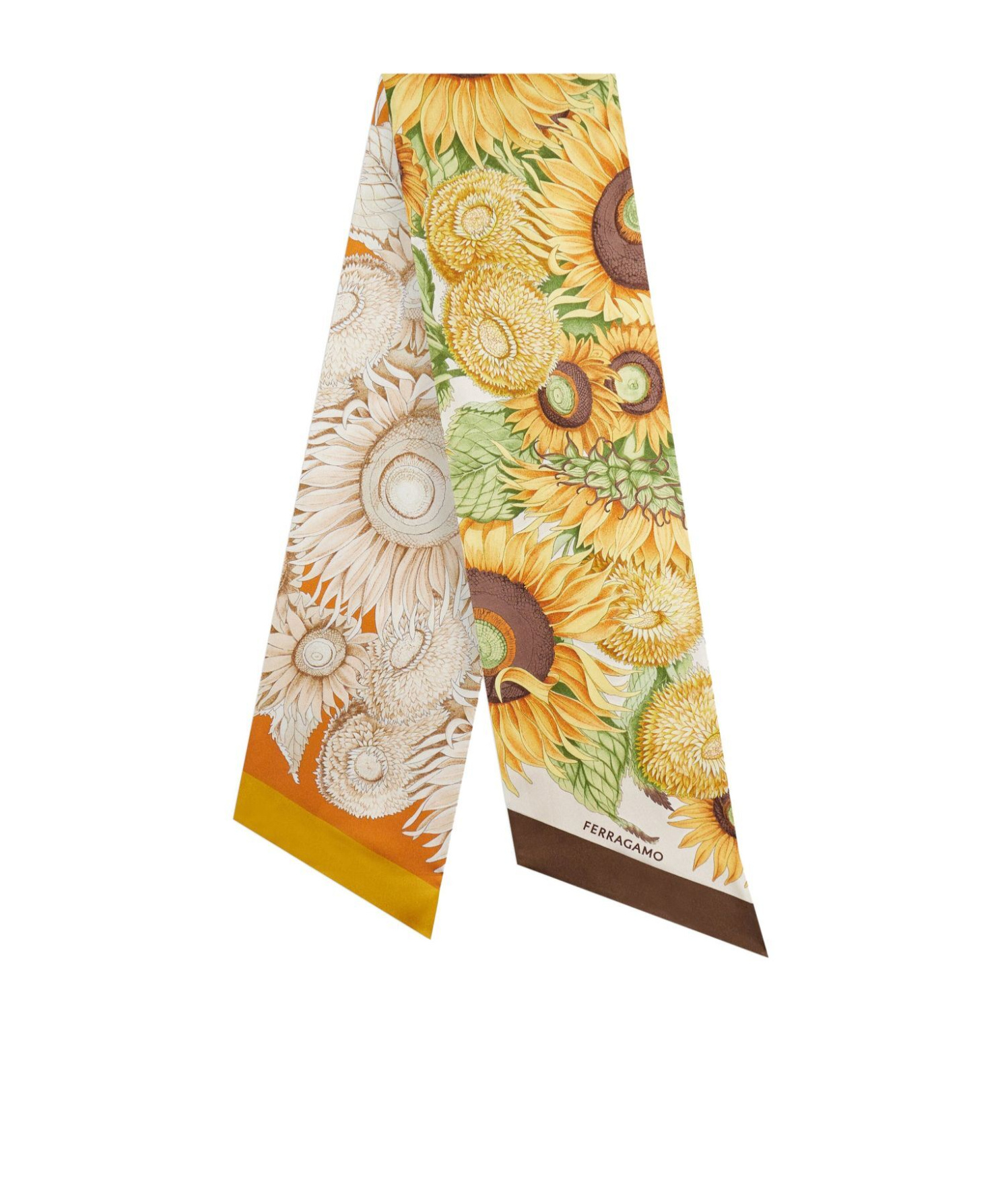 Ferragamo Sunflower Print Rectangular Scarf In Nude