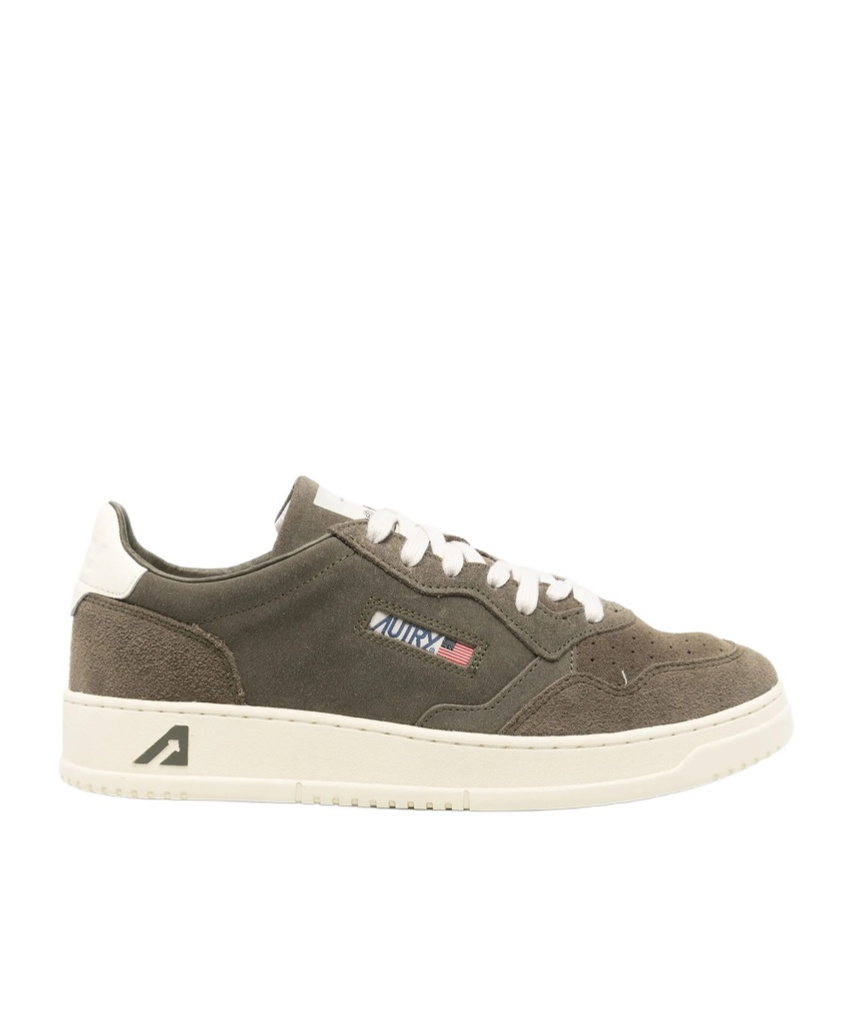 Autry Low-top Suede Sneakers With Rubber Sole And Lace-up Closure In Green