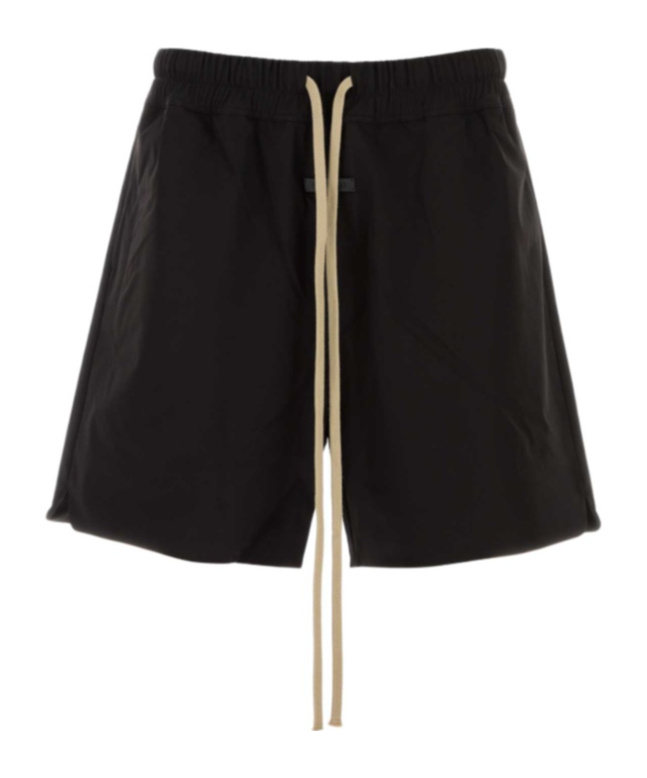 Fear Of God Drawstring Elastic Waistband Wool Shorts In Black