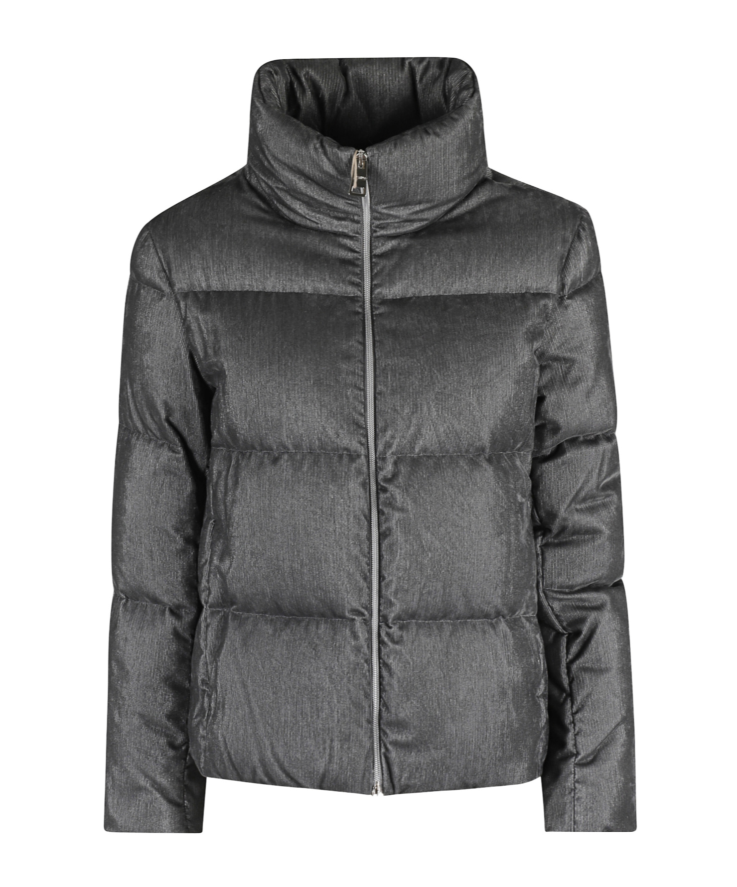 Herno Metallic-effect Quilted Jacket In Gray