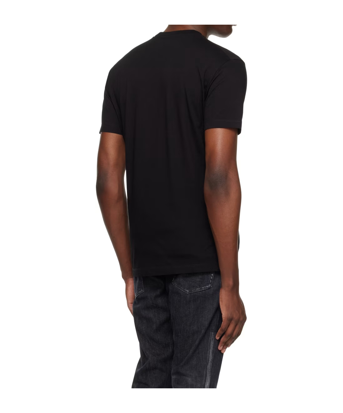 Dsquared2 Black Crewneck T-shirt With Maxi Logo Print On The Front In Cotton Man In Black