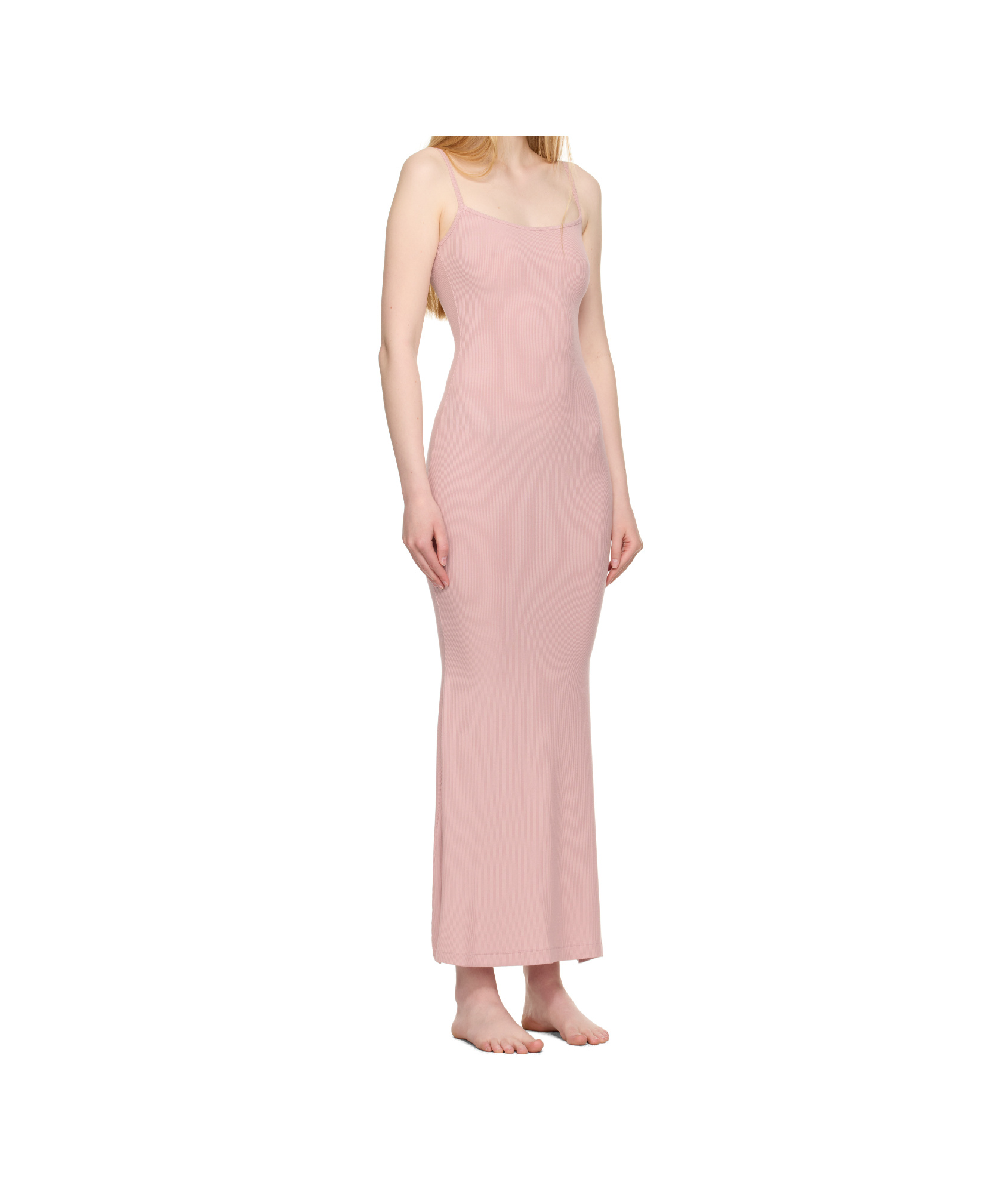 Skims Pink Soft Lounge Long Slip Maxi Dress In Pink